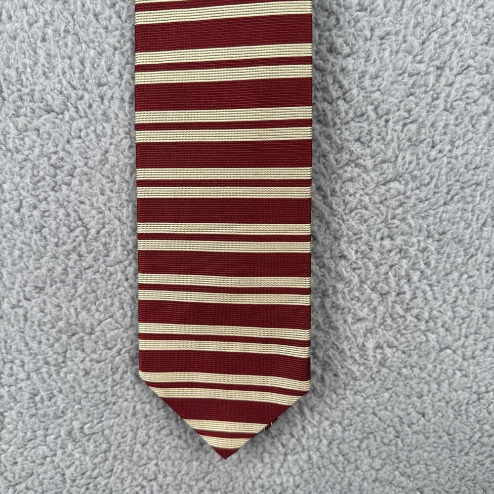Brooks Brothers Makers Necktie Mens Burgundy Striped 100% Silk Vintage Tie USA